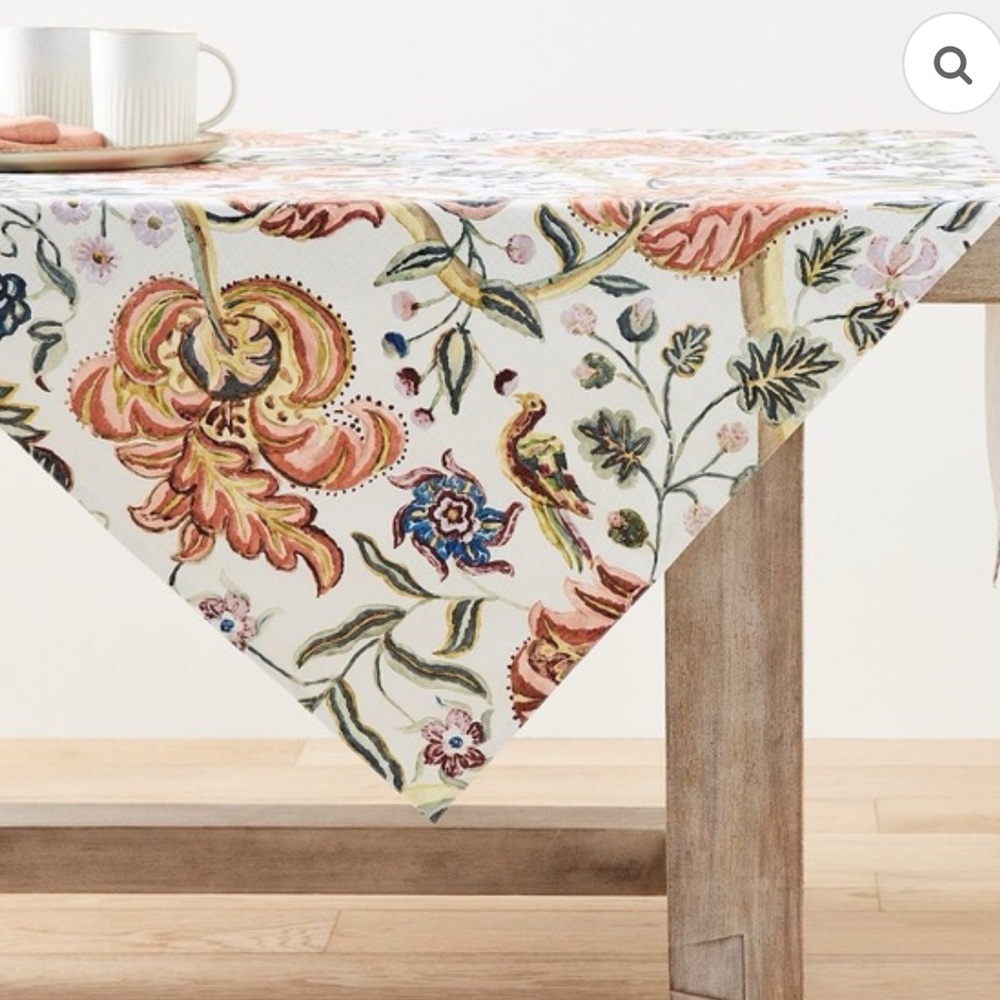 Pottery Barn Eleanor Painted Palempore Organic Cotton Table Throw